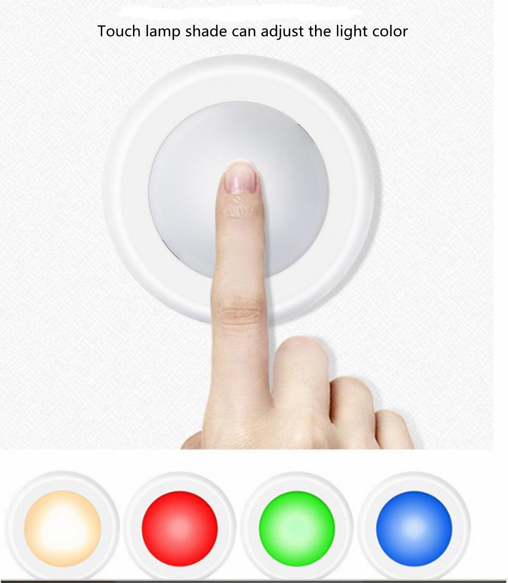 LED Remote Control Cabinet Lamp Small Night Light Round Shape with Battery Supply 0.6W