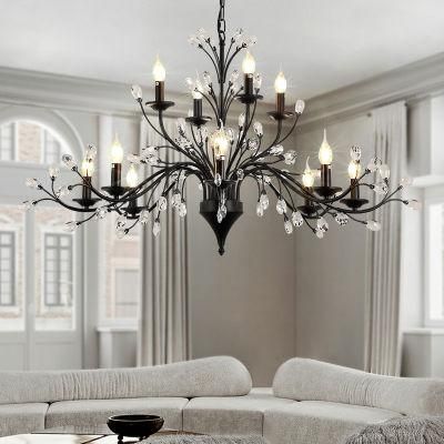 Factory Hot Sell Flower Crystal Black LED Chandelier Modern