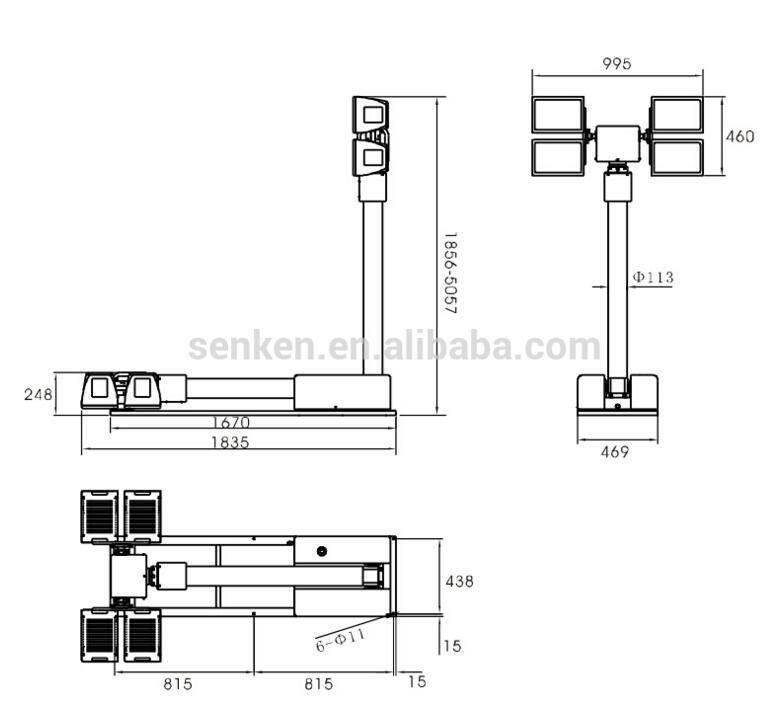 4.7m High Folded Type Telescope High Mast Tower Light of Roof Mounting for Heavy Duty Truck