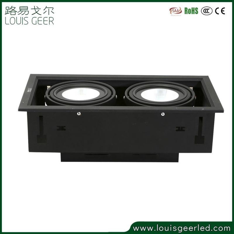 Die-Casting Double Antiglare Downlight Ceiling Recessed Dimmable LED COB Grille Light