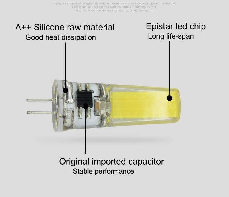 G4 3W LED Bulb, 250lm 110-220V COB Mini Capsule Bulbs Equivalent to 30W Halogen, Dimmable, Energy Saving LED Lamps for Chandelier, Courtyard