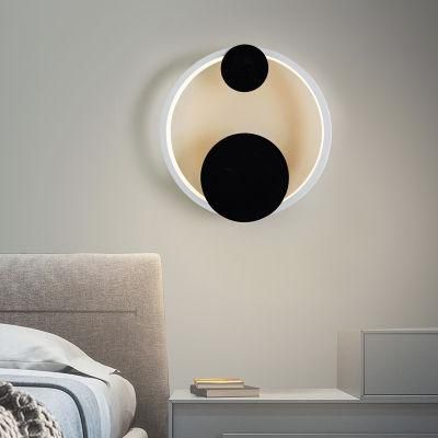 LED Nordic Modern Bedside Corridor Net Red Light Luxury Wall Lamp Bedroom Living Room Background Wall Creative Round Wall Lamp