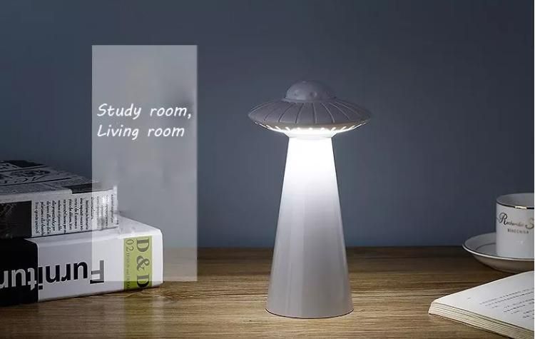 UFO Design USB Rechargeable USB Charging LED Desk Lamp Dimmable Reading Flicker-Free Table Light Bedroom Night Light Bedside Study Room Decor Lighting Lamps