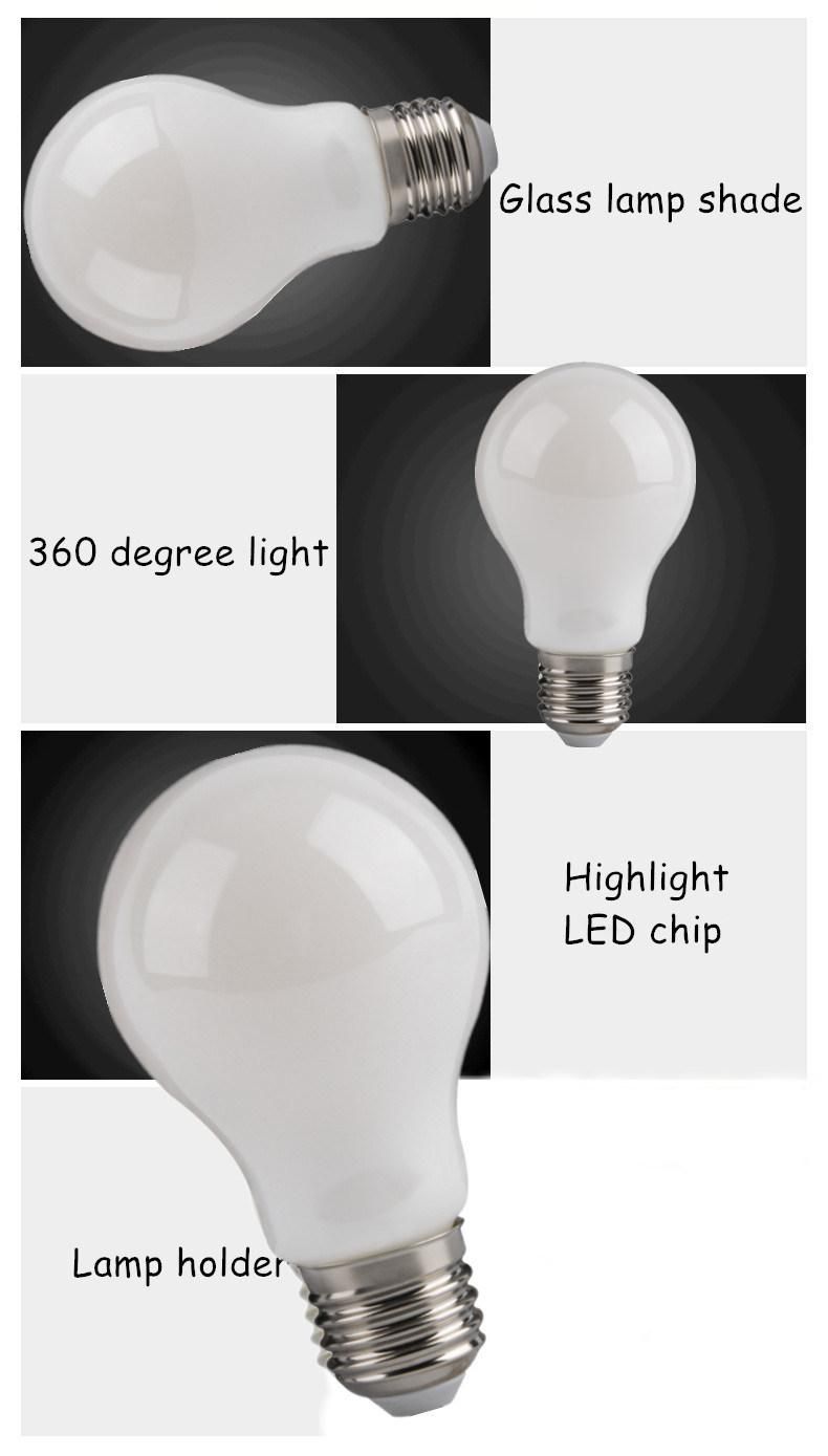 Vintage Global Bulb Light A60 6W/8W/10W E27 LED Filament Lamp Milky Glass LED Bulb for Home Decoration and Indoor Light with CE RoHS ERP Approval