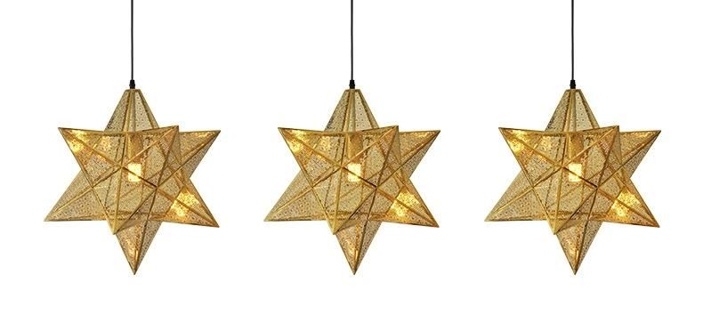 Artistic Stainless Steel Pendant Lamp Star Metal Hanging Lamps Restaurant Decorative Chandeliers