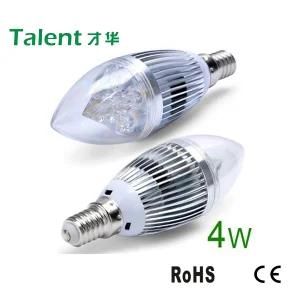 E14 1*4W High Power LED Candlelight with Sliver Aluminum