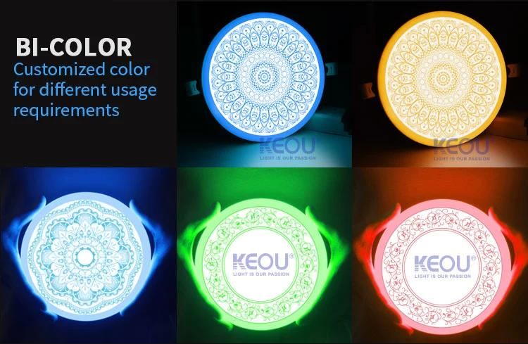 IP44 Indoor Round Small RGB 9W LED Frameless Panel Light Double Color