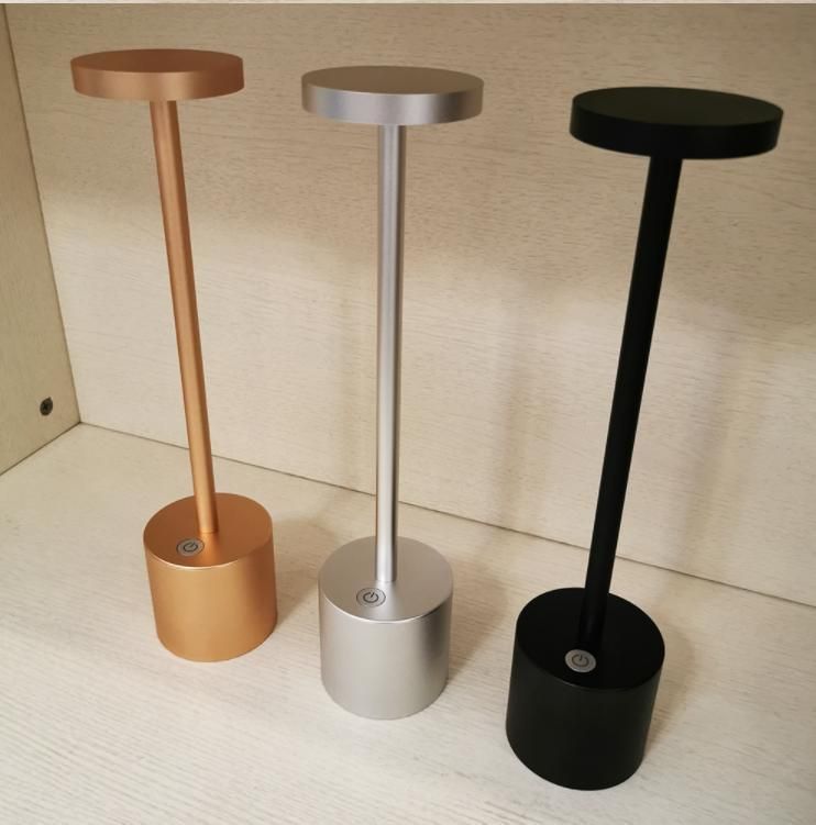 Hot Selling Aluminium Alloy LED Dining Table Lamp KTV Bar Restaurant Night Club Cordless Wireless Touch Control Lamp Light with Rechargeable Battery Built in