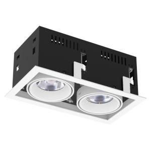 LED Grille Light 2X28W Spotlight Recessed Adjustable Spot Light Zhongshan Manufacturer Indoor Lighting Downlight Rd6105-2