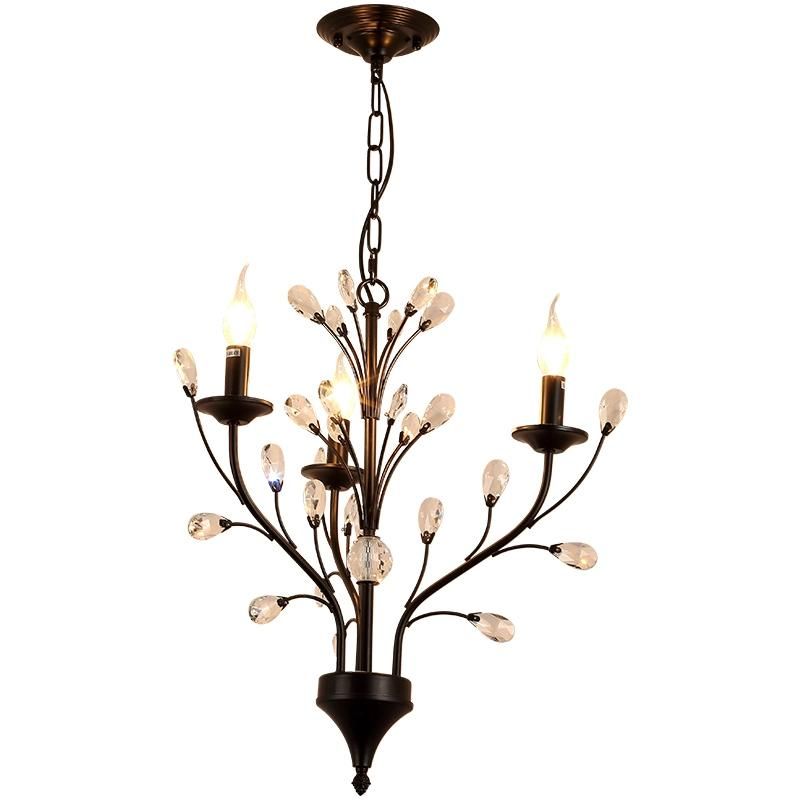 Wholesale Home Vintage Art Living Room Black Iron Lustre Type Lamp Pendant Lights Chandelier