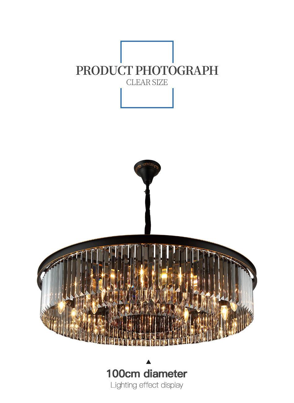 2021 Round Indoor Luxury Pendant Light Black Gold LED Hanging Lights Home Nordic Modern K9 Crystal Chandelier Luxury