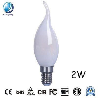 2W C35t Frosted Milky Amber Clear Glass LED Filament Bulb