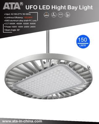 High Power Warehouse Gymnasium Waterproof 100W 150W 200W 240W UFO LED High Bay Light Fixtures