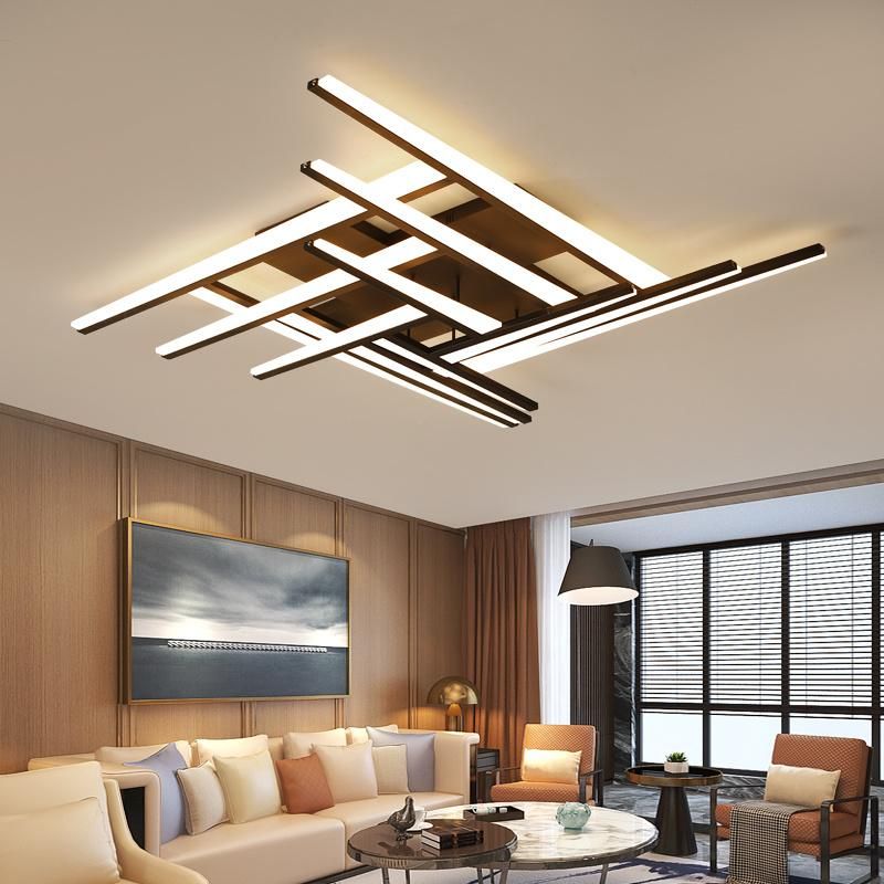 Modern Black Strip LED Acrylic Ceiling Lamp Hanging Light for Living Room