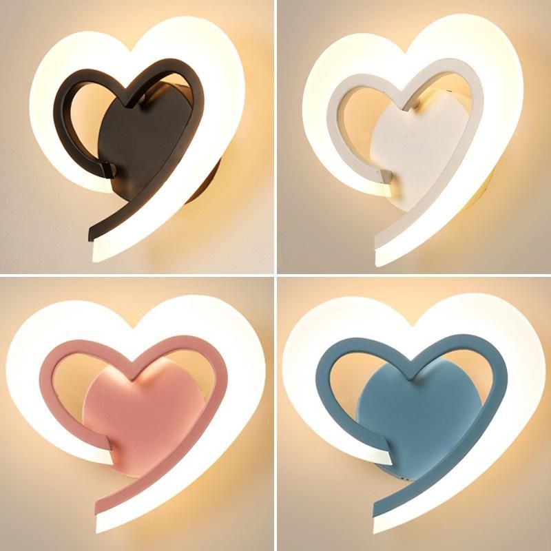 Romantic Heart Shape Acrylic Lights LED Wall Lamp Stair Bedside Indoor Light