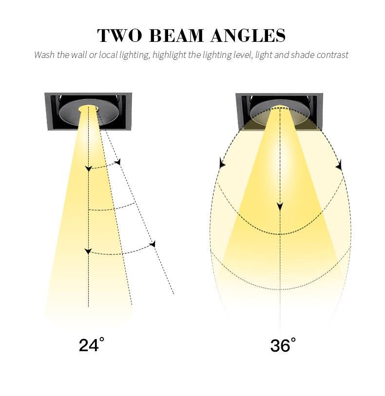 24 30 Degree Beam Angle 50 Degree Adjustable 350 Degree Rotatable Aluminum Lamp Body High Effieciency Radiator LED Spot Lighting