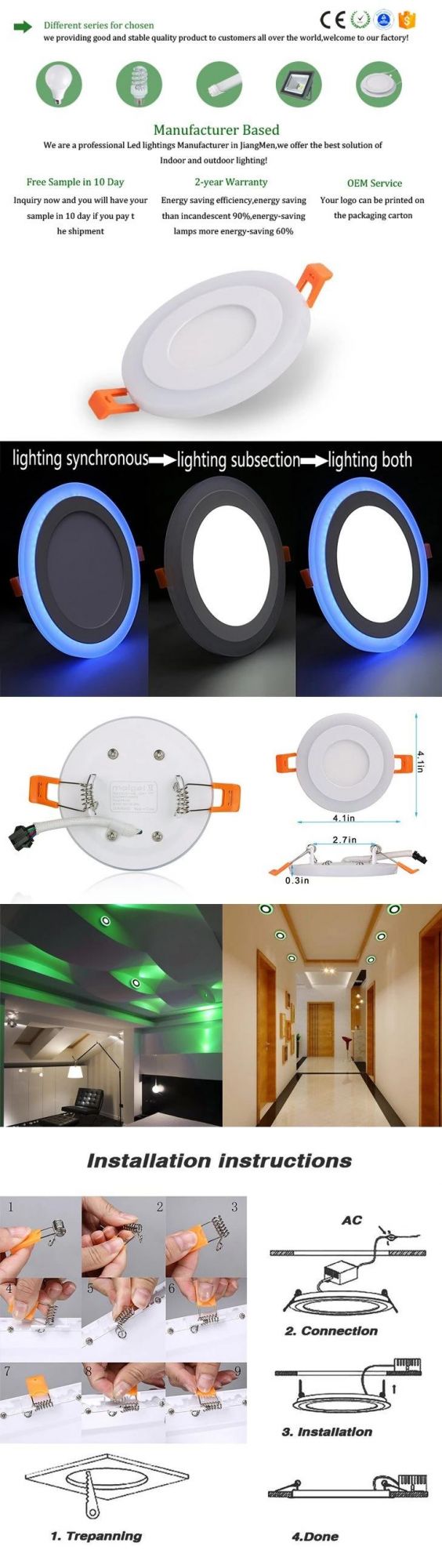 12+6W Cool White LED Panel Light Nature Warm White Round Dimmable LED Panel Light From China Manufacturer