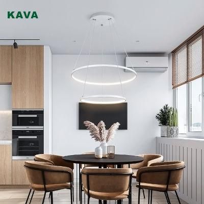 Nordic Classic Ring Circle Acrylic Lamp Black Aluminum Kitchen 3 Rings Modern Luxury LED 80W Chandelier Pendant Light
