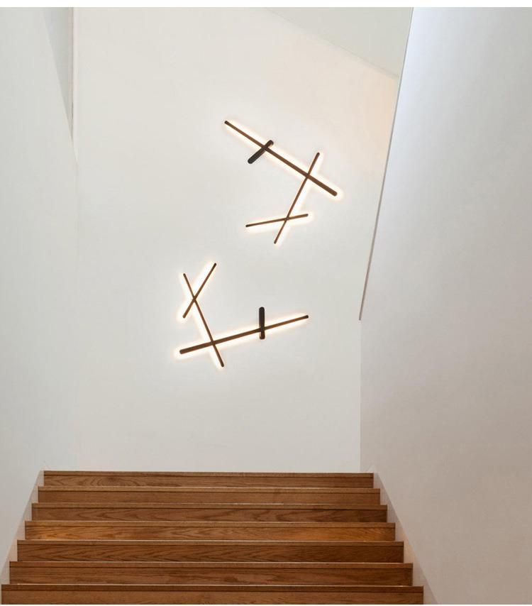 LED Minimalist Postmodern Background Light Irregular Wall Light Italian Design Line Wall Light