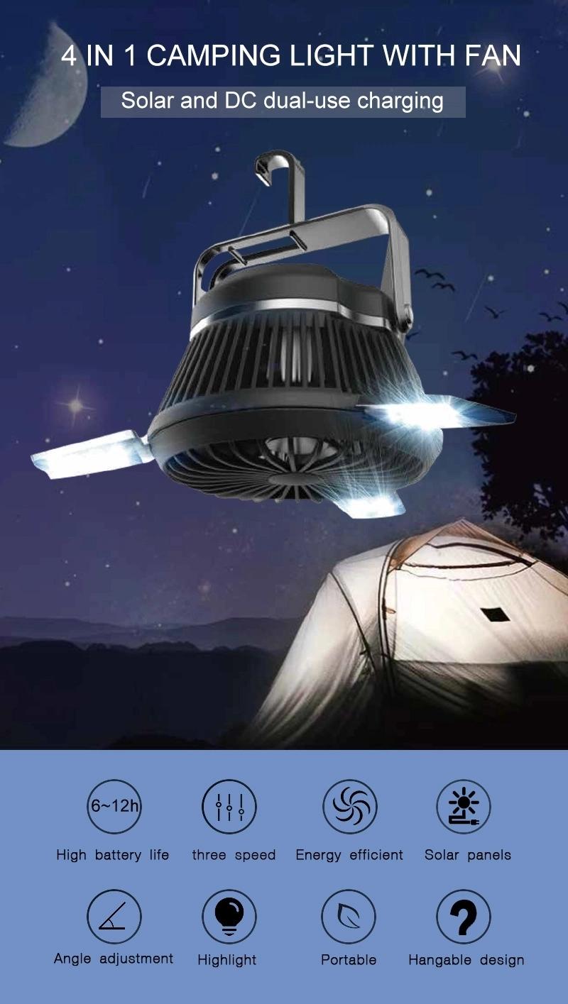 Outdoor Portable 4 in 1 Camping Fan with Lamp