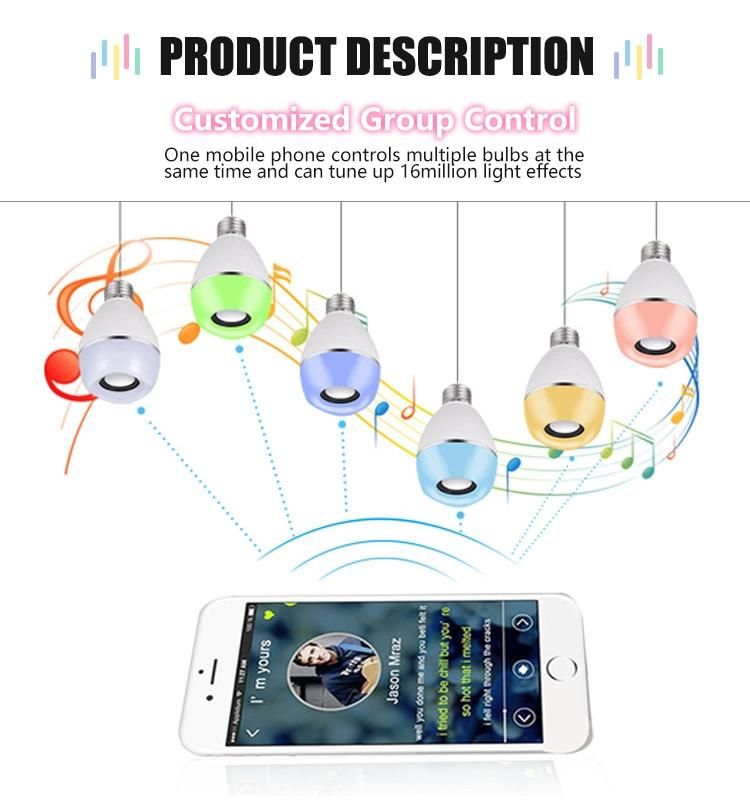 APP Control Smart Music Bulb RGB Color Changing with Speaker