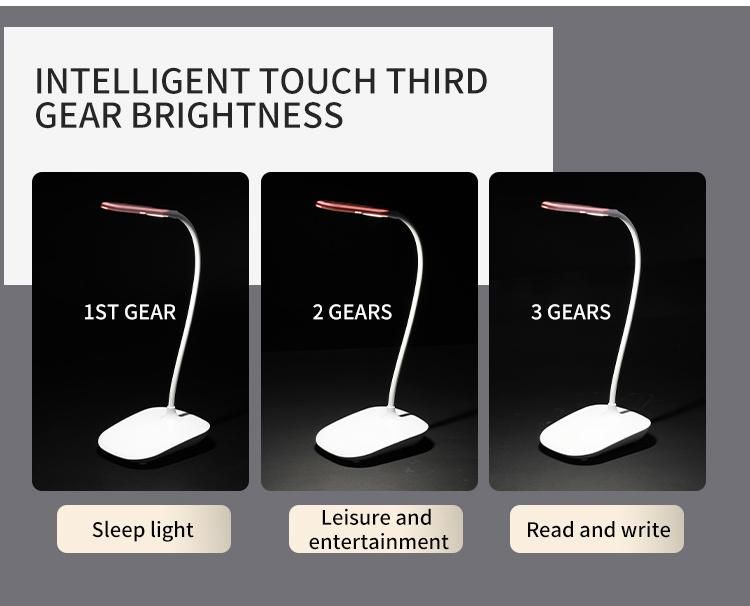 Reading Lamp USB Touch Switch LED Flexible Desk Table Lamp