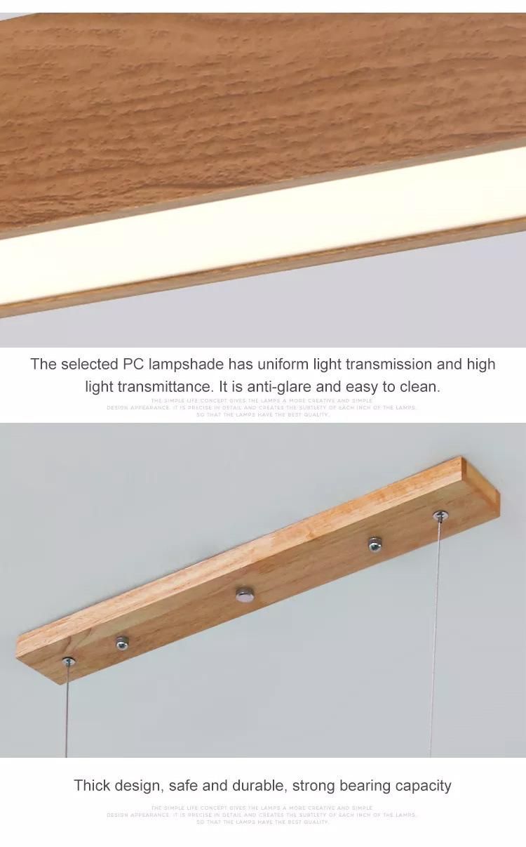 China Modern Hot Sell Aluminium Wooden Color Living Room Office Decoration LED Pendant Light