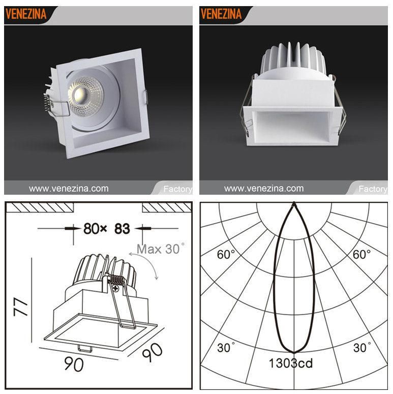 2700K 3000K 4000K Recessed Square LED Spotlight Dimmable Option