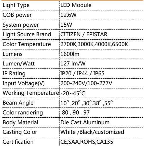 Commercial LED Light Module Focus Lamp Spot Lighting Fixtures COB LED Ceiling Downlight Frame Housing