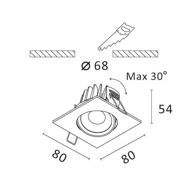 China Manufacturer IP44 6W/10W Cast Aluminum Adjustable COB LED spotlight Square shape Ceiling Recessed led downlight