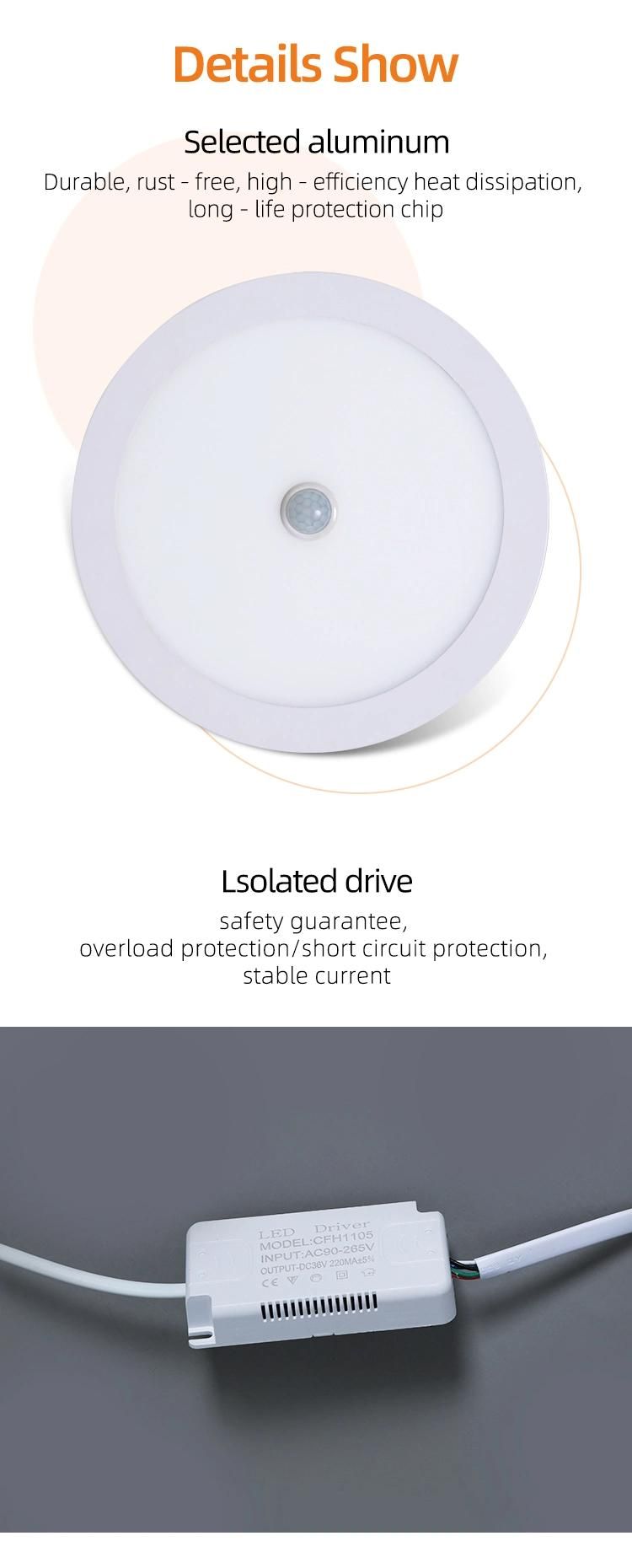 Surface Mounted Motion Sensor Round LED Panel Lighting