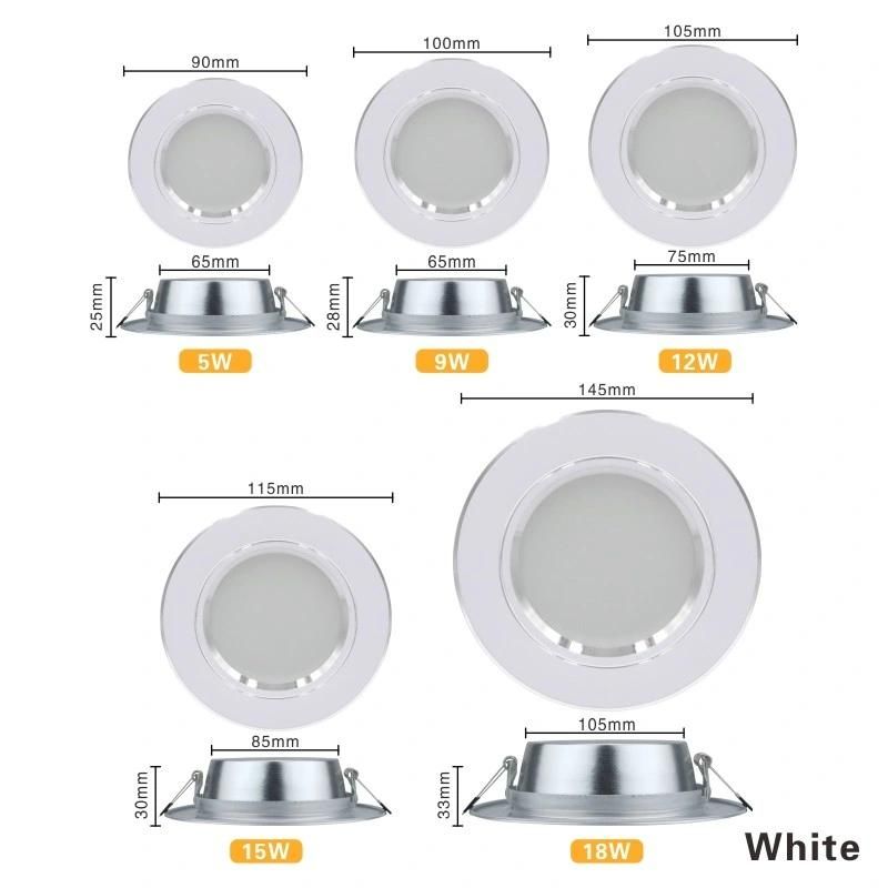 Dob AC220-240V Ceiling Recessed Downlight Round Slim Panel Light 12W LED Downlight IP44 Home Store Use