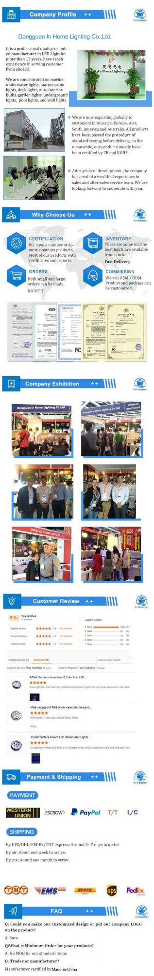 3W 7W Round Square Recessed Surface Mounted COB Boat Marine Ceiling LED Down Lights LED RV Courtesy Lights