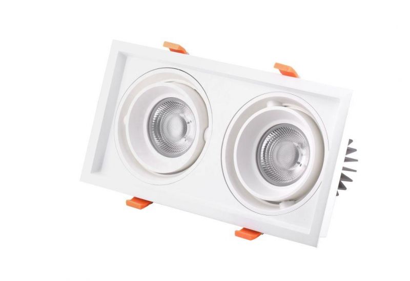 COB 2X30W Grille LED Downlight Recessed 360 Adjustable Square Downlight