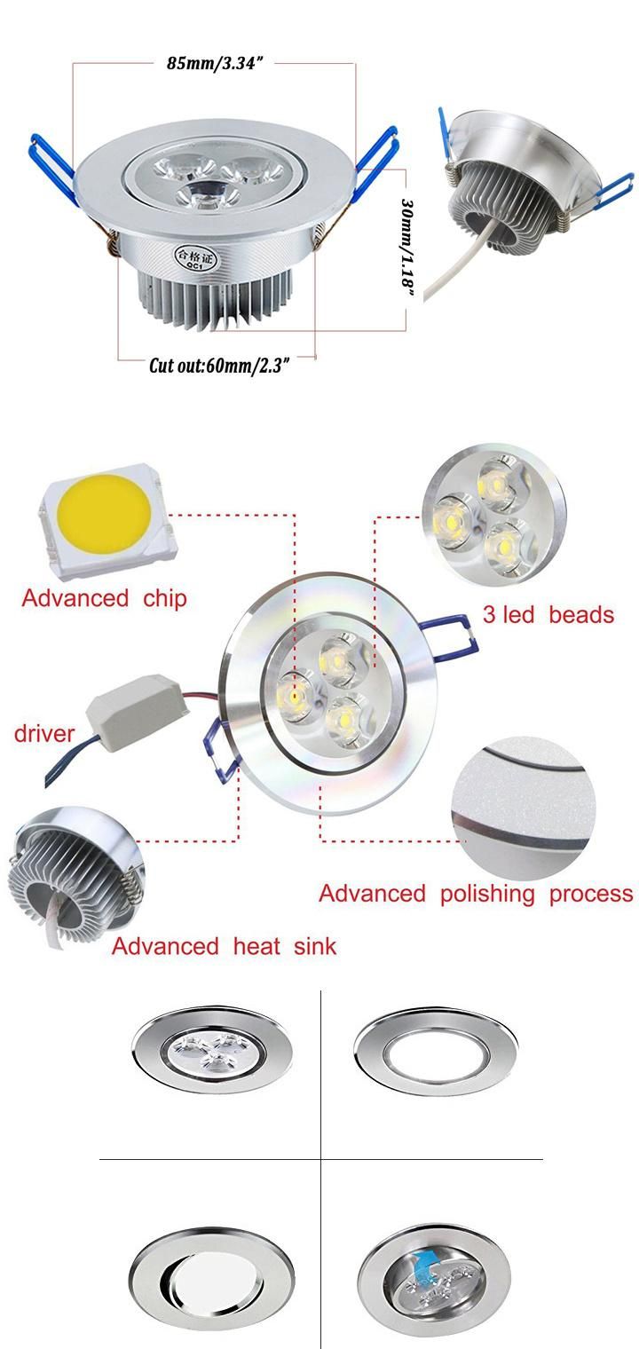 110V-240V 3W Modern COB Ceiling Lamp LED