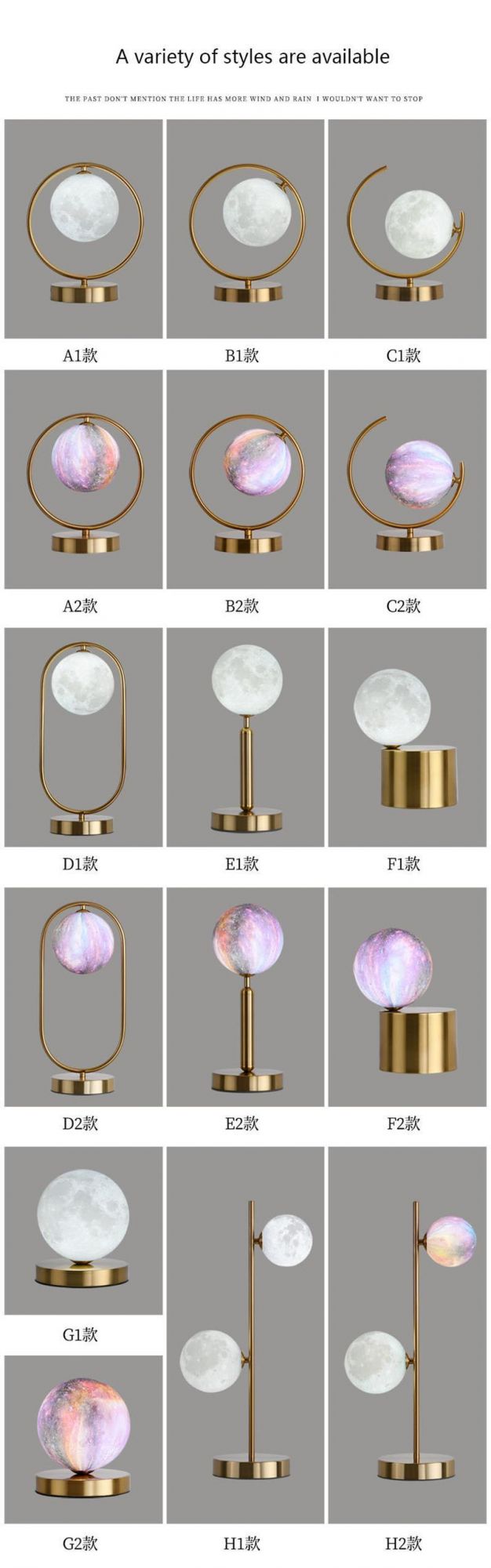 Touch Sensor Switch 3D Printing Moon Table Lamp Bedroom Living Room Modern Decoration Planet Table Lamp