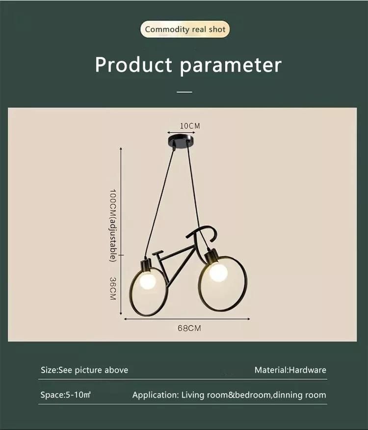 Chandelier Iron Craft Bike Pendant Lamp Restaurant Ceiling Lamp E27 Industrial Style Decorative Lighting Height Adjustable