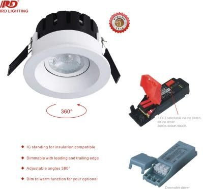 Anti-Glare IC COB 3000K Dimmable Driver LED Down Light for Nordic Marketing