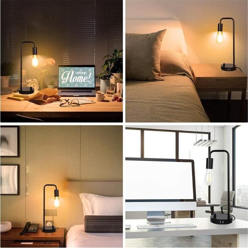 Indoor Living Room USB Charging Remote Control Simple Wrought Iron LED Table Lamp