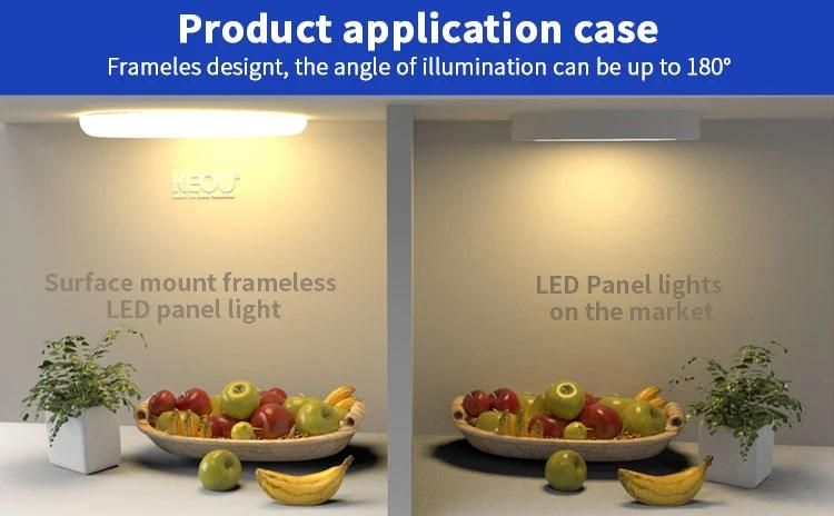 Keou New Patent Two Color LED Lamp Smart 48W LED Surface Ceiling Panel Light Frameless