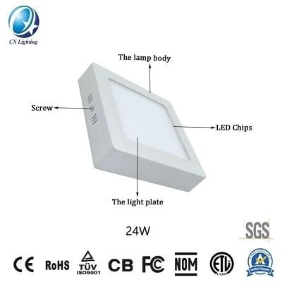 China Manufacturer LED Panellight Surface Square 24W 1680lm with Ce RoHS LED Panel Light