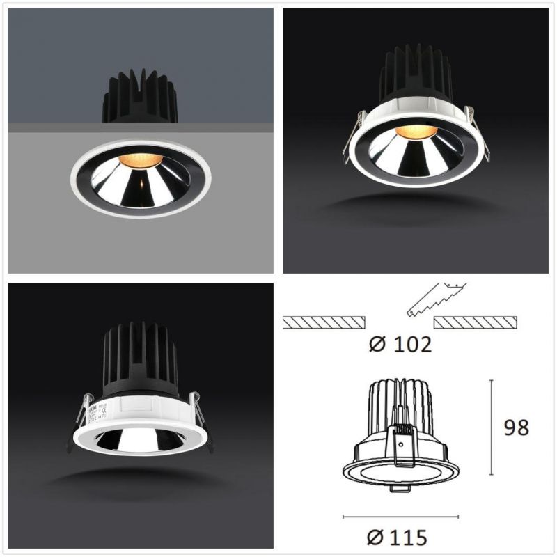 Professional Architectural LED Ceiling Light Interior LED Downlight with 3 Colors Reflectors