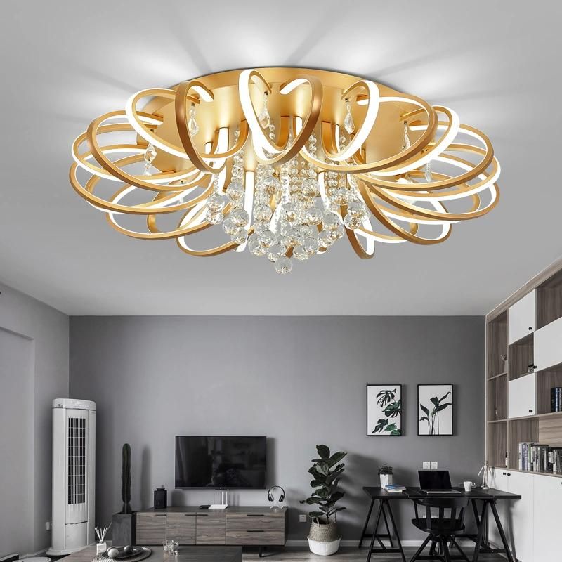 2022 Nordic Round Living Room Acrylic LED Crystal Ceiling Lamps for Bedroom