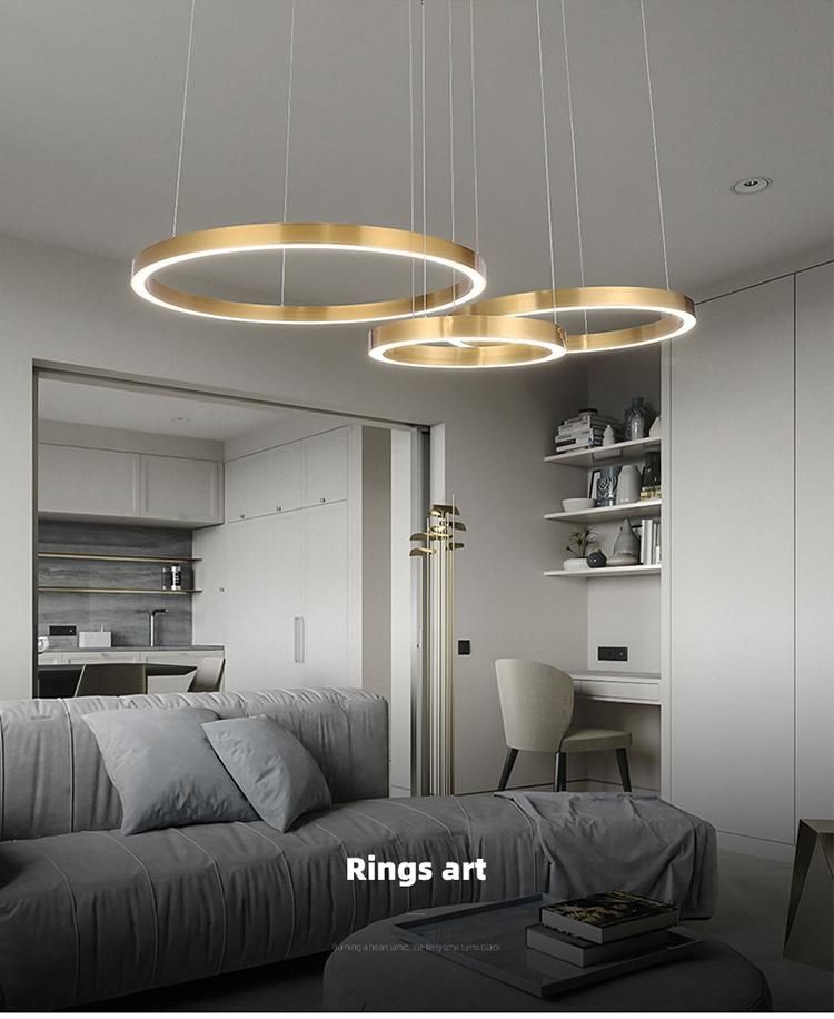 LED Decorative Light Office Round Aluminum Hotel Lobby Large Modern Pendant Lamp Chandelier Lighting