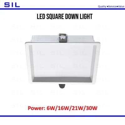 3000K/4000K/5000K/5700K/6500K Color Temperature Warm/ Neutral/ White Light 21watt Square Ceiling Downlight LED Down Light