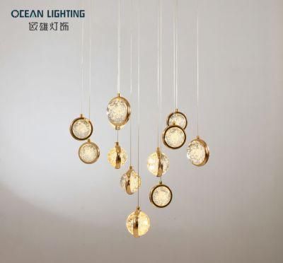 Ocean Lighting New Pendant Golden Customized Bubble Ball Crystal Chandelier Stair Pendant Lamp