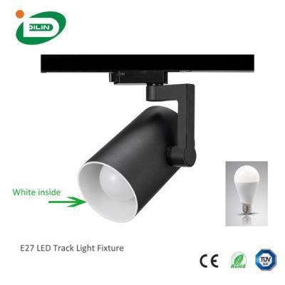 SKD LED E27 Matt Black LED Track Light Housing New Aluminum 110V Commercial Light for USA Japan