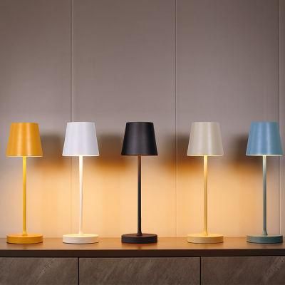 Contemporary Nordic Classic Form Rechargeable Touch Control Wireless LED Lamp Aluminum Metal Table Lamp Bedside Lamp