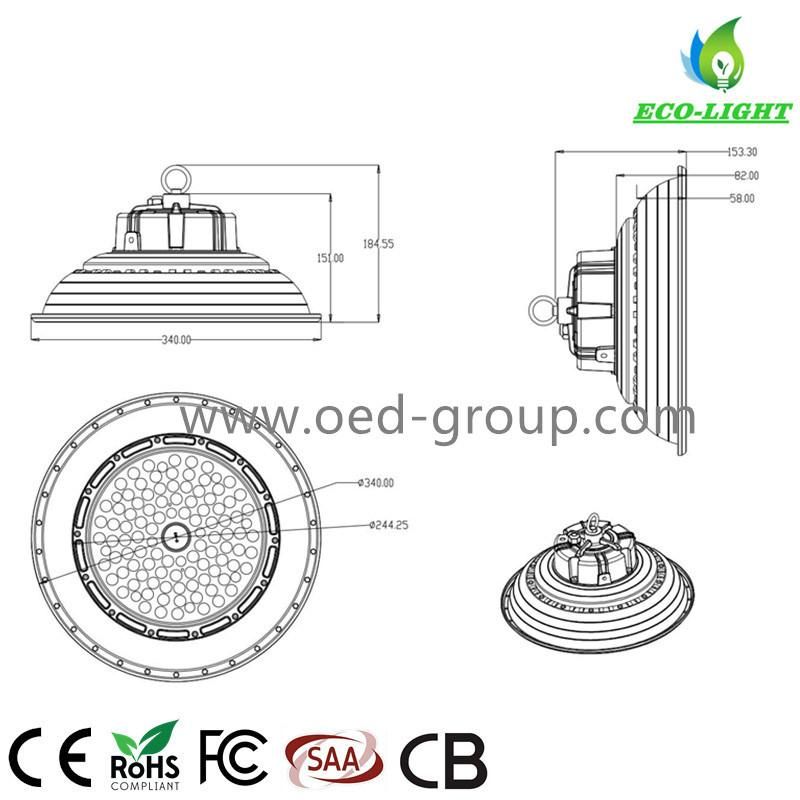 5 Years Warranty Shenzhen Factory 150lm/W 150W UFO LED Highbay