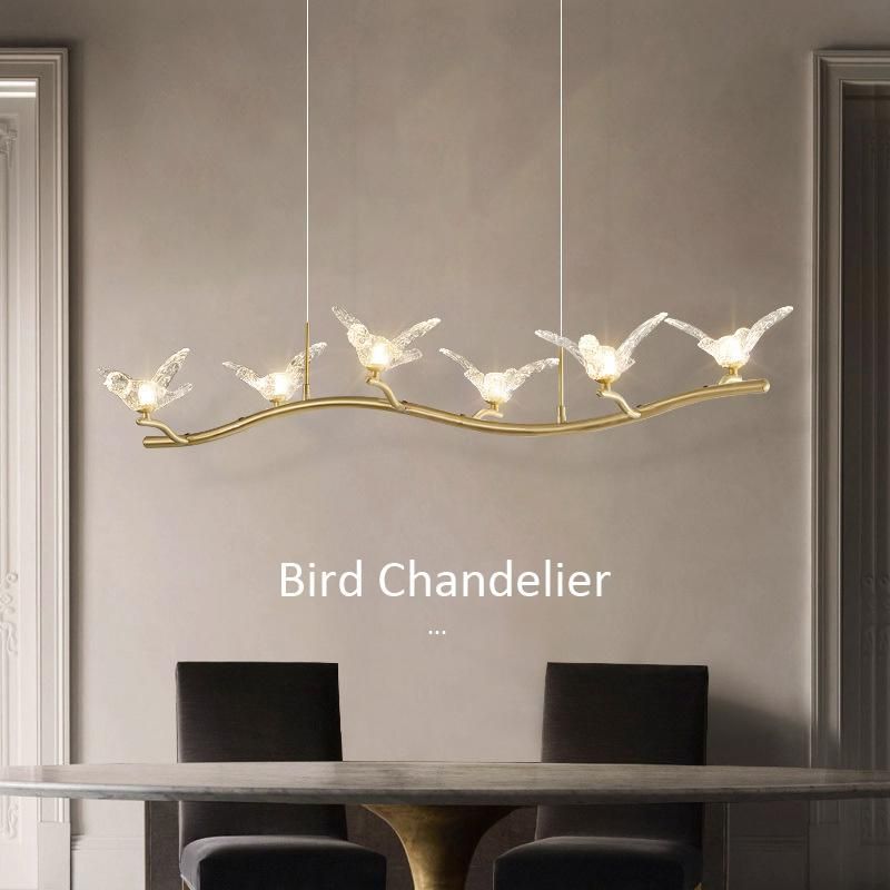 2022 All Copper Restaurant Bird Bar Front Desk Chandeliers Ceiling Luxury Pendant Lamp LED Lights Design